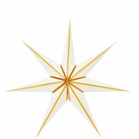 Estrella de papel plegable, incluye imán, M = ø 45 cm, blanco/oro