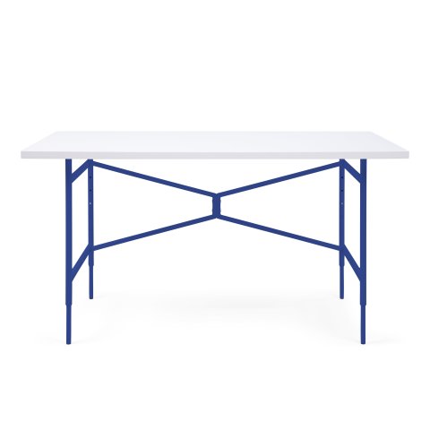 Tavolo Modulor X per bambini, blu oltremare Pannello in melamina bianco, bordo bianco, 25x680x1200 mm