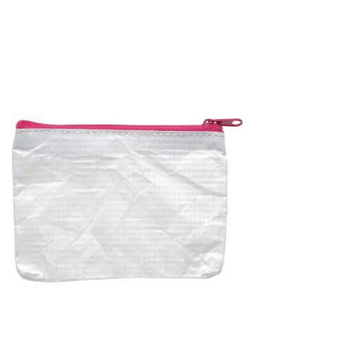 Zipper bag, Tyvek (spun polyethylene), white 92 x 128 mm for DIN A7, pink zipper