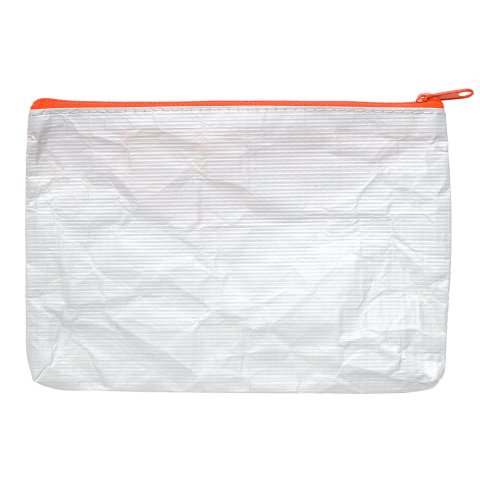 Zipper bag, Tyvek (spun polyethylene), white 128 x 183 mm for DIN A6, orange zipper