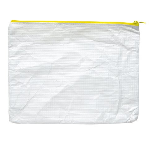 Zipper bag, Tyvek (spun polyethylene), white 200 x 254 mm for DIN A5, yellow zipper
