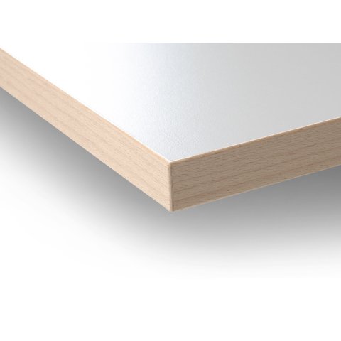Modulor Melamin Tischplatte (Zuschnitt möglich) 25 x 680 x 1380 mm, geplt. matt, weiß, Kante Buche