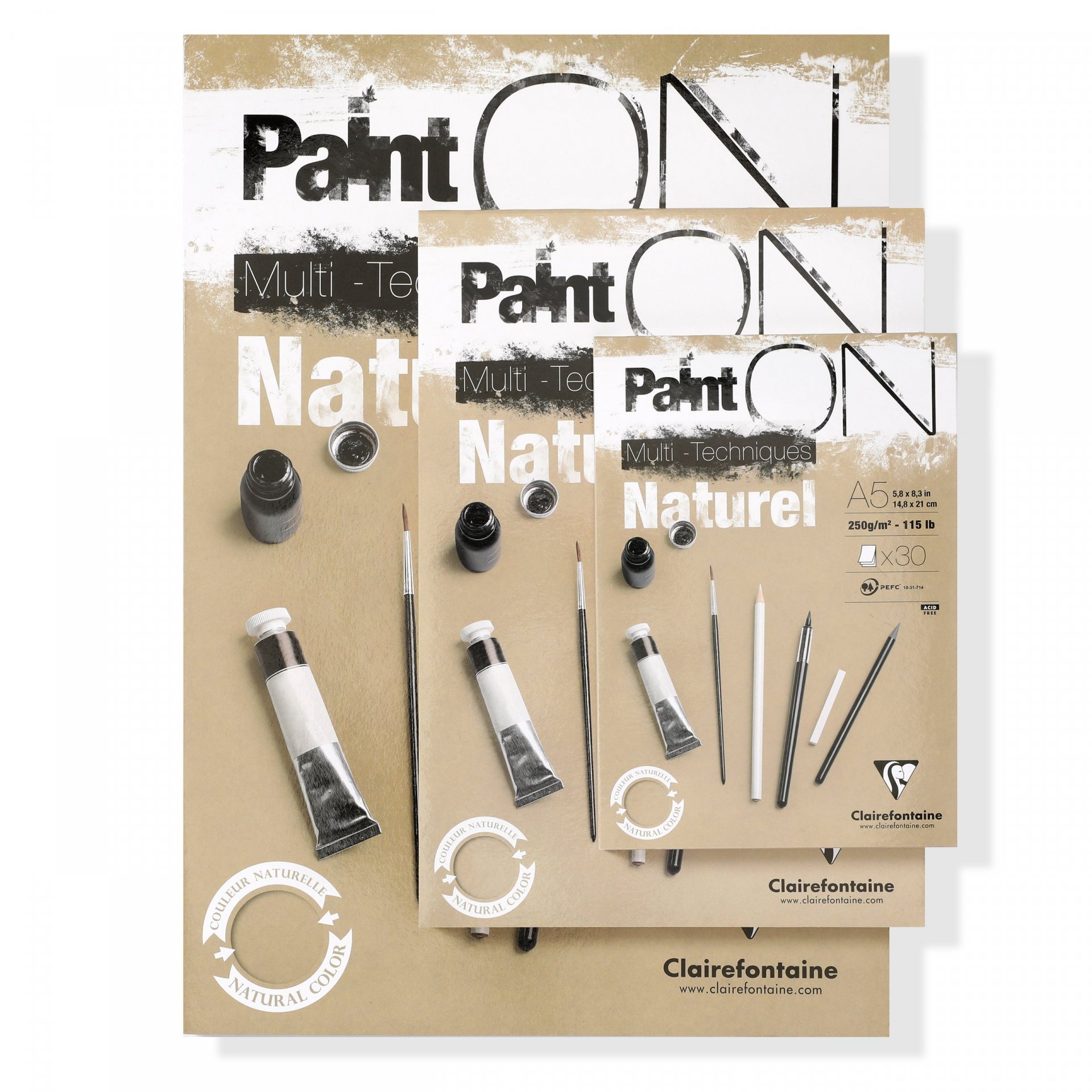 Clairefontaine PaintON NATURAL Mixed Media Pad A5 10 Sheets 250g