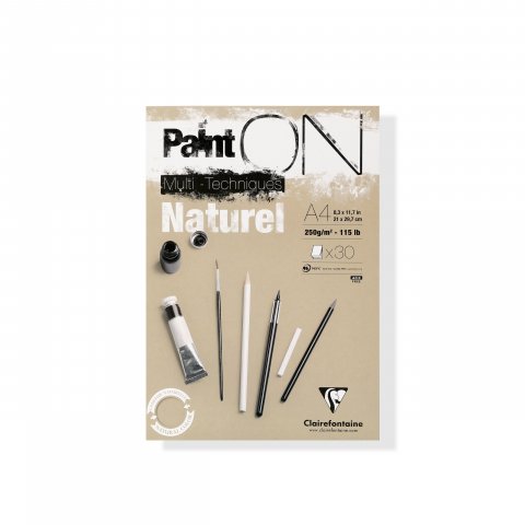 Clairefontaine Paint'ON Naturel Mixed Media pad 250 g/m², 210 x 297, DIN A4, natural, rough, 30 sh