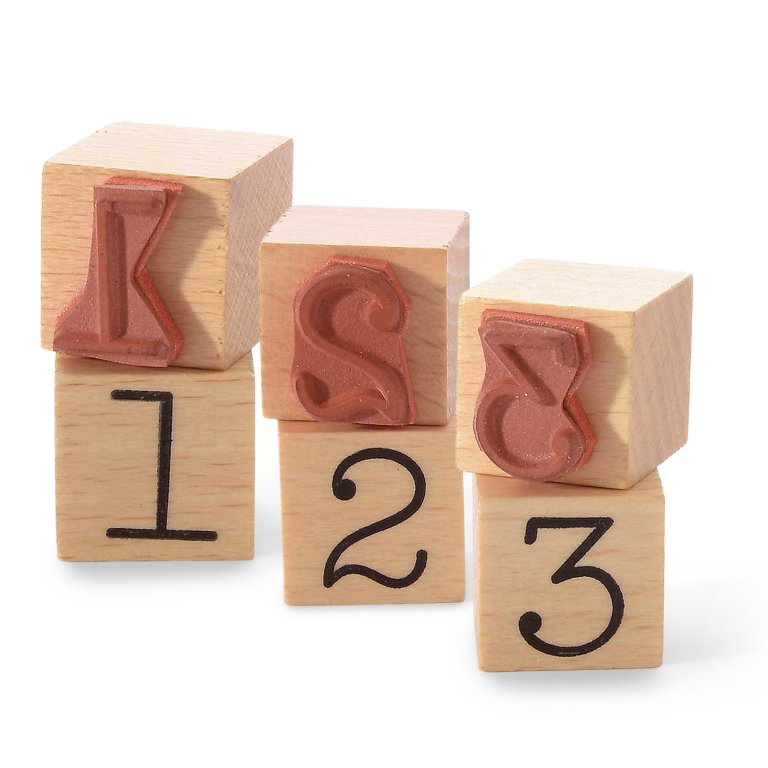 Motivstempel aus Holz, Ziffer