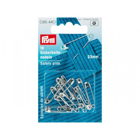 Prym safety pin, hardened steel silver, glossy, 23 mm, 16 pieces (085440)