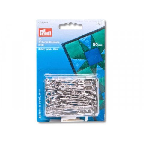 Prym safety pin, hardened steel silver, glossy, 50 mm, 50 pieces (085463)