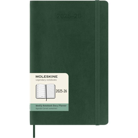 Moleskine Wochenkalender 18 Monate Weekly Notebook 2025/2026, DIN A5, Softcover, myrtengrün (5600)