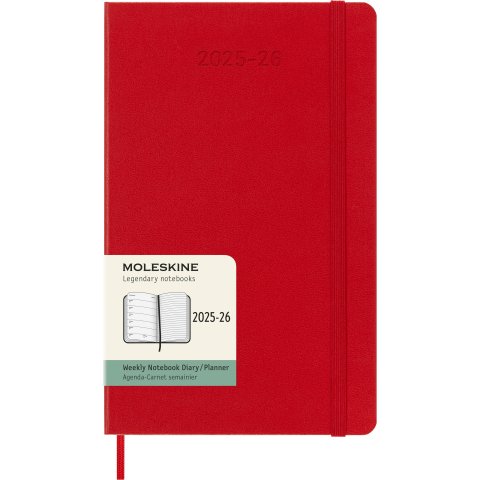 Moleskine Wochenkalender 18 Monate Weekly Notebook 2025/2026, DIN A5, Hardcover, scharlachrot (5402)