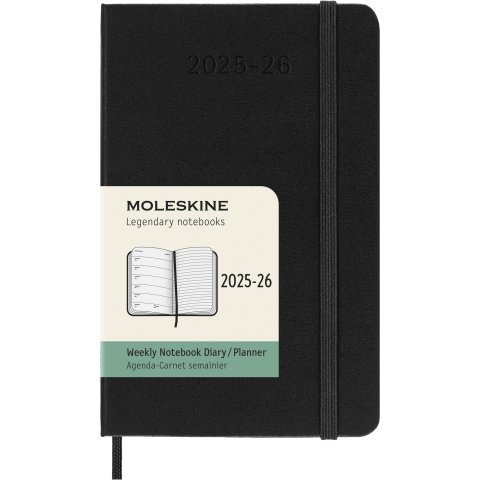 Moleskine Wochenkalender 18 Monate Weekly Notebook 2025/2026, DIN A6, Hardcover, schwarz (5440)