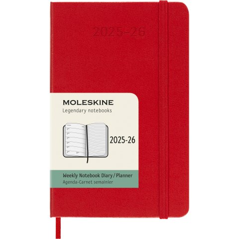 Moleskine Wochenkalender 18 Monate Weekly Notebook 2025/2026, DIN A6, Hardcover, scharlachrot (5457)