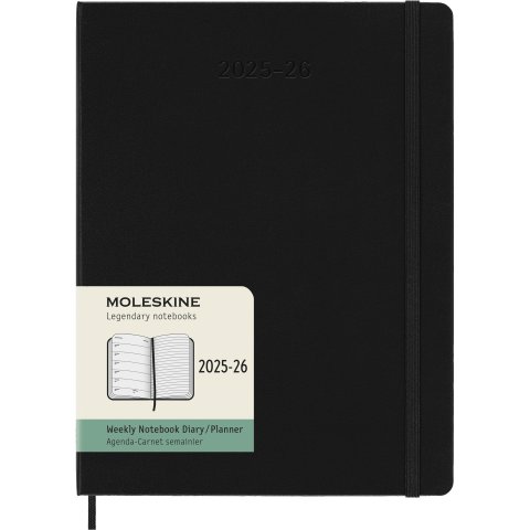 Moleskine Wochenkalender 18 Monate Weekly Notebook 2025/2026, XL, Hardcover, schwarz (5488)