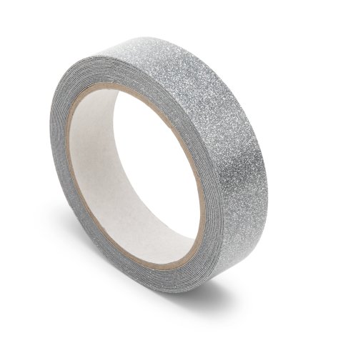 Aslan glitter tape SparkleColour SC123, PET, silver, w = 25 mm, l = 5 m