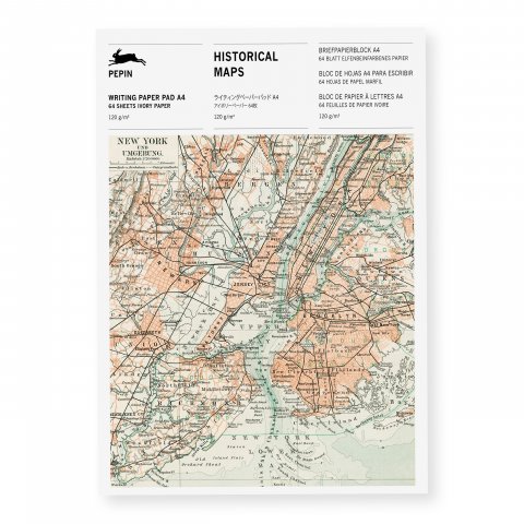Pepin stationery pad DIN A4, 120 g/m², 64 pgs, Historical Maps