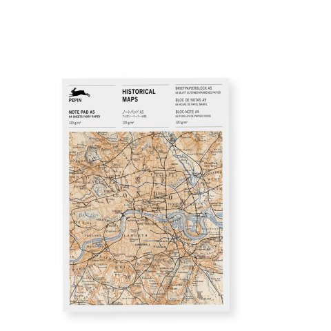 Pepin stationery pad DIN A5, 120 g/m², 64 pages, Historical Maps