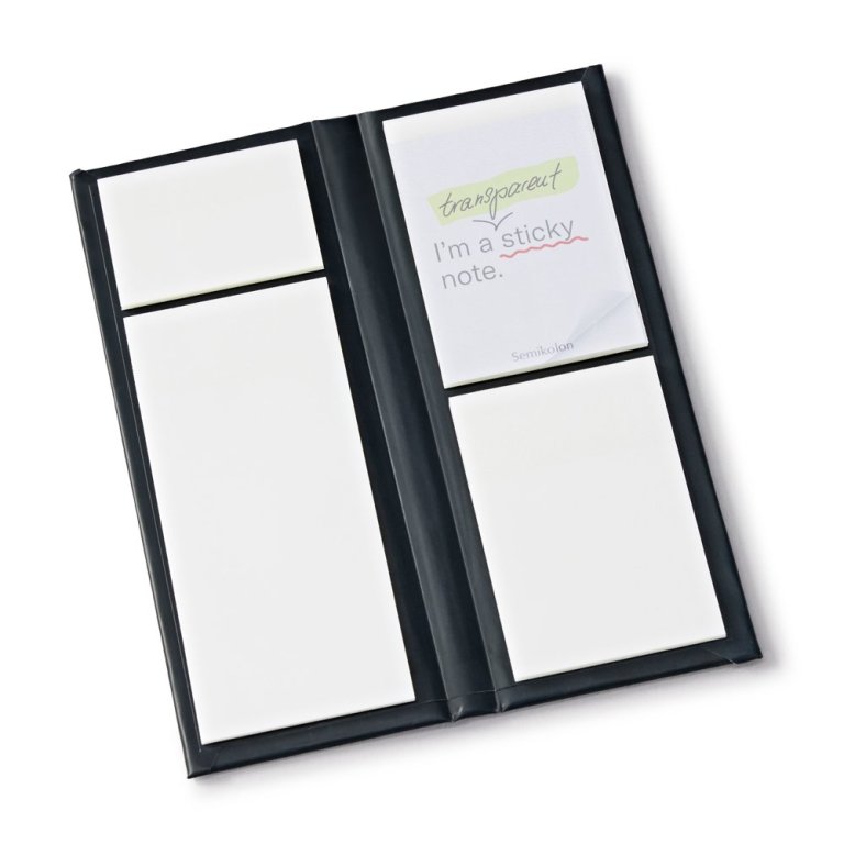 Semikolon sticky notes in booklet, transparent