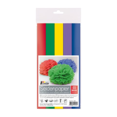 Werola mulberry paper, mixed pack 19 g/m², 50 x 70 cm, 5 sheets, colourful (1055)