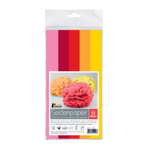 Werola mulberry paper, mixed pack 19 g/m², 50 x 70 cm, 5 sheets, red/yellow (1056)