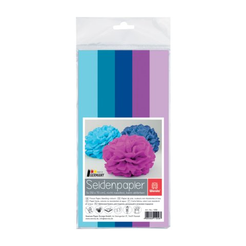 Werola mulberry paper, mixed pack 19 g/m², 50 x 70 cm, 5 sheets, blue/lilac (1058)