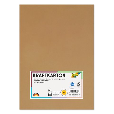 Kraftkarton DIN A4, 21 x 29,7 cm, 230 g/m², natur, 50 Blatt