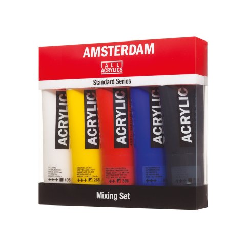 Royal Talens Acrylic Paint Amsterdam Standard, Set 5 tubes of 120 ml, non-primary colors