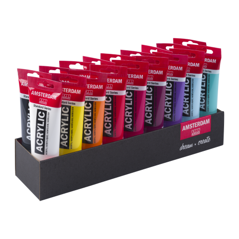Royal Talens Acrylic Paint Amsterdam Standard, Set 18 tubes of 120 ml, Value Pack