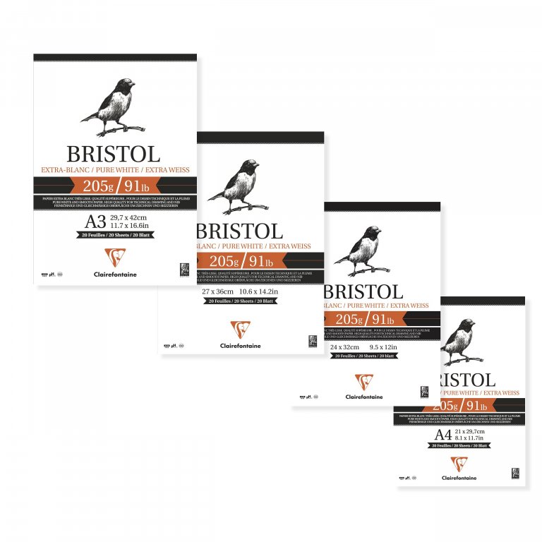 Tampón de dibujo Clairefontaine Bristol blanco, 205 g/m²