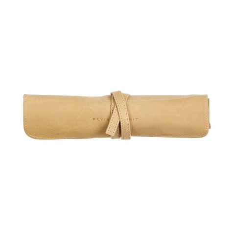 Clairefontaine Stifte-/Pinselrolle Leder beige, ca. 267 x 205 mm, 5 Laschen 35 x 100 mm