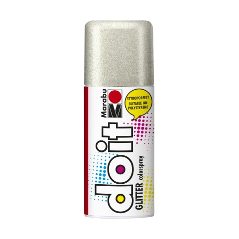 Marabu pintura acrílica en spray Do it Bote 150 ml, purpurina, purpurina plata