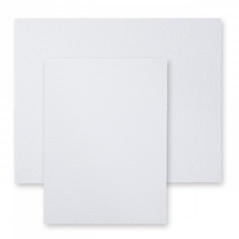Pannello da pittura (Canvasboard) MDF, laminato, primerizzato s=3,2 mm, 150x150 mm, tessuto di cotone 350g/m², bianco