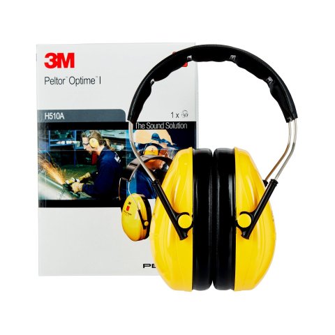 3M Peltor Optime I worker safety ear muffs spring steel bracket, adjustable, SNR = 27 dB, yel