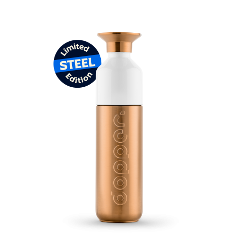 Dopper Trinkflasche Steel, bronze 490 ml, BPA-frei, Edelstahl, Tritanbecher weiß