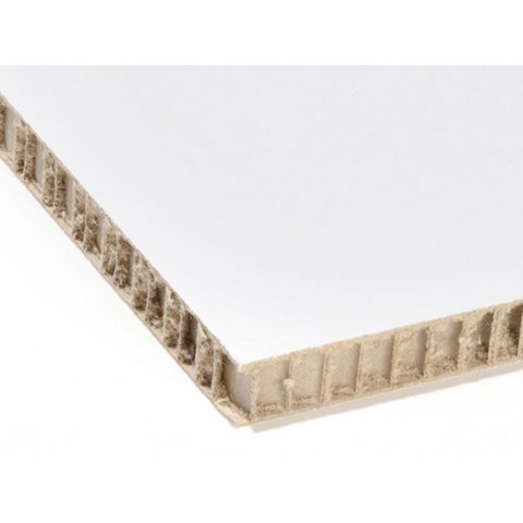 Pappwabenplatte kartonkaschiert, Sinuswabe, weiß 10,0 x 750 x 1000 mm, Kaschierkarton 380 g/m²