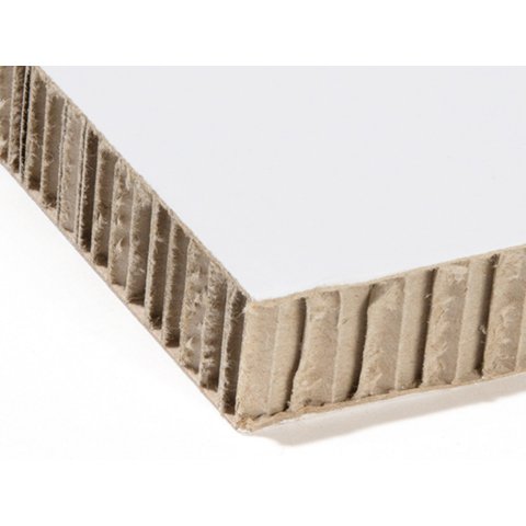 Pappwabenplatte kartonkaschiert, Sinuswabe, weiß 20,0 x 750 x 1000 mm, Kaschierkarton 380 g/m²