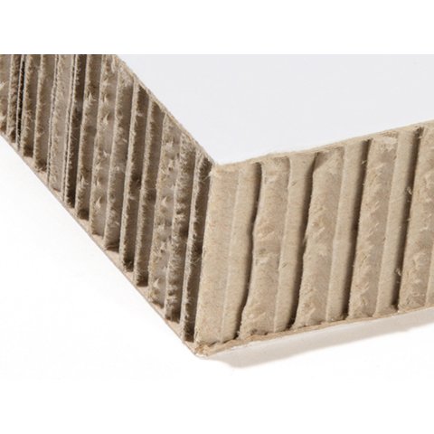 Pappwabenplatte kartonkaschiert, Sinuswabe, weiß 60,0 x 300 x 300 mm, Kaschierkarton 380 g/m²