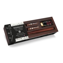 Sennelier Kalligraphie-Set à la Pagode, Federhalter, 10 ml Tinte tiefschwarz, 4 Federn