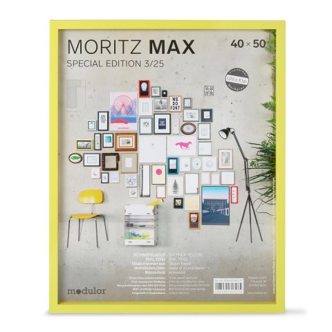 Objeto marco madera Moritz Max edición especial 3/25 40 x 50 cm, amarillo azufre (RAL 1016)