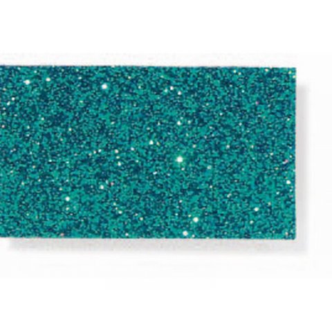 Glitter fabric, coloured 600 g/m², 210 x 297  A4, Cayman green (turquoise)
