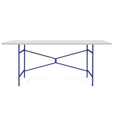 Modulor Tisch X, ultramarinblau matt Melaminplatte weiß, Kante weiß; 25x900x1800mm