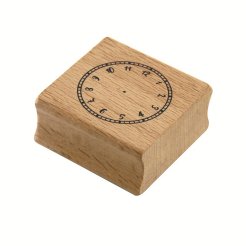 Motif stamps from wood, Uhr, 40 x 40 x 19 mm