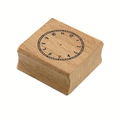 Motif stamps from wood Uhr, 40 x 40 x 19 mm