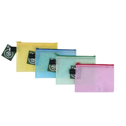 Bolsas con cremallera de color EVA (sin PVC), juego 128 x 183 mm para DIN A6, 4 unidades surtidas