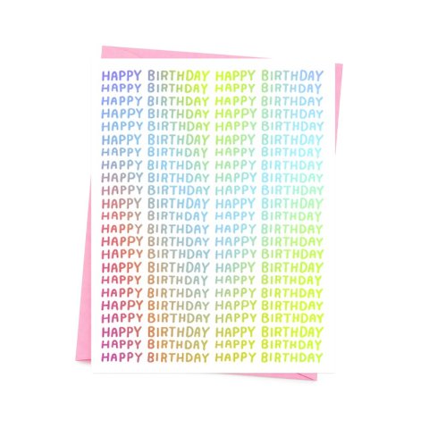 Ashkahn Grußkarte mit Kuvert DIN A6/C6, 46 x Happy birthday irisierend