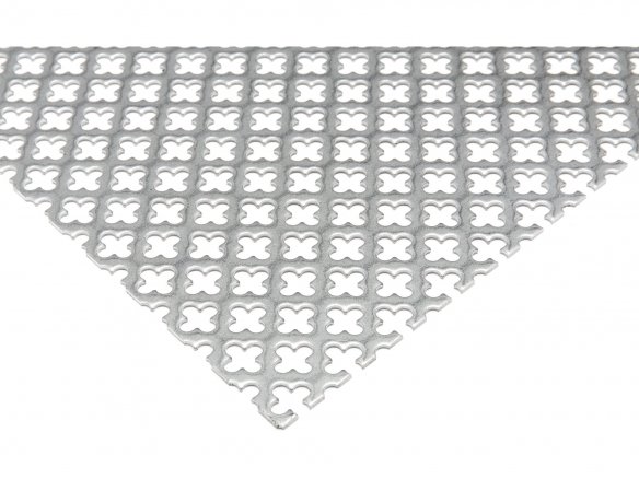 Raw steel, cross-shaped holes custom cutting