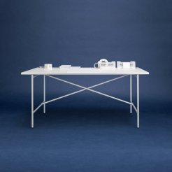 Tisch E2 Basic, versetztes Kreuz Gestell: weiß, Tischplatte: weiß, 25x800x1600 mm