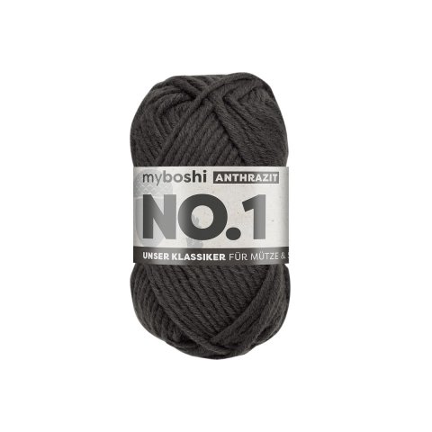 Myboshi Wolle No.1 55 m, 70% Polyacryl + 30 % Merino, anthrazit (195)
