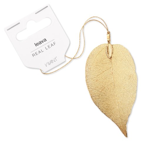 Leava colgante adorno hoja de laurel auténtico (aprox. 8,5 x 5 cm), dorado
