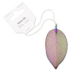 Leava leaf ornament pendant, made from real bay leaf (approx. 8.5 x 5 cm), peacock
