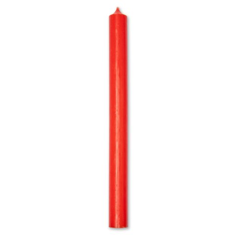 Kerzenfarm Hahn, vela palo unicolor ø 2,2 cm, h = 25 cm, teñido a través, rojo