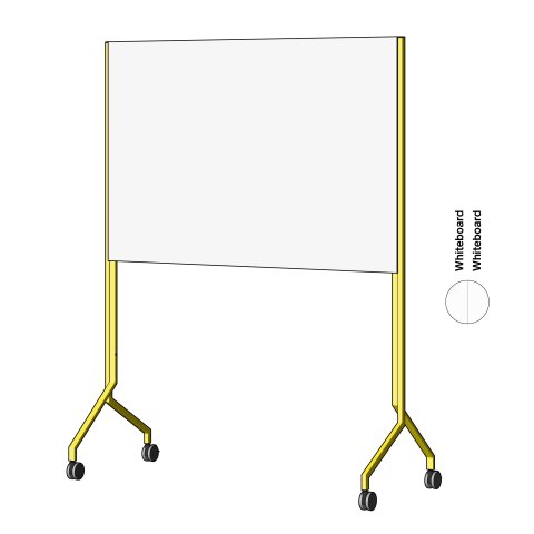 Lavagna bianca Modulor MOW, orizzontale Giallo zolfo, FS, 2 x Whiteboard Skin Pro